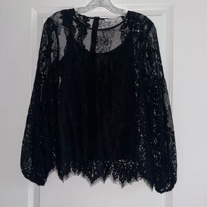 Rose and Olive Black Lace Top - Size Small (NWT)